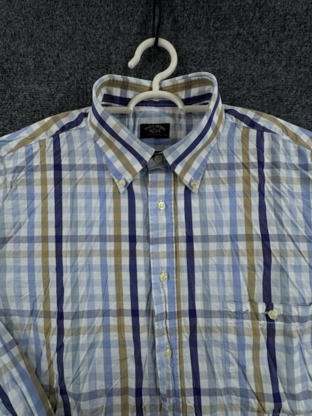 Paul & Shark Button-Down 45 Blue Casual Long Sleeve Shirt Pocket Men Adult